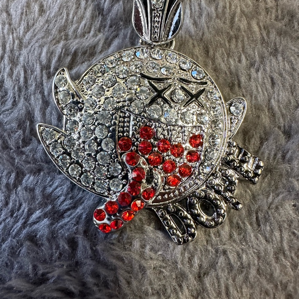 Silver and Red Crystal Pendant